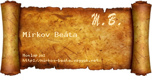 Mirkov Beáta névjegykártya